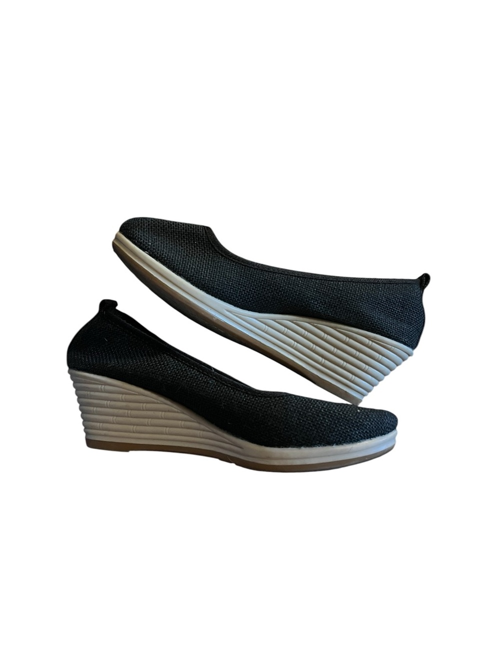 Black Closed Toe Canvas Wedges Shoes Sz 41, US 10 Espadrille Jute Heel